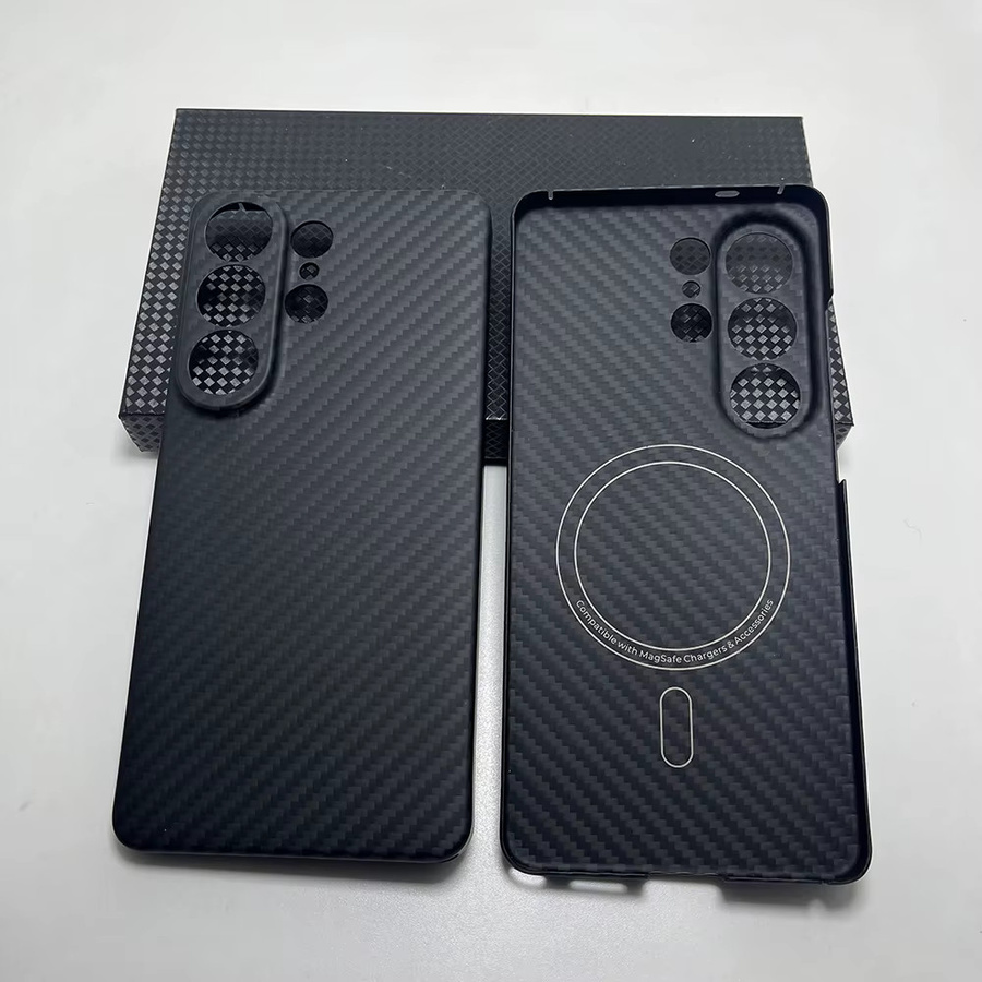Samsung Galaxy S24 S25 S26 Ultra Carbonfaser Hülle mit MagSafe Magnetfunktion, ultradünne Aramidfaser Schutzhülle in Schwarz - Bild 2