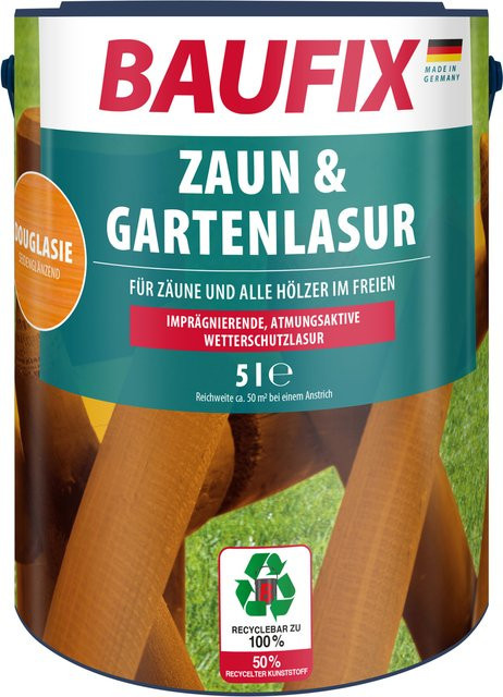Baufix Zaun- und Gartenlasur Douglasie in Braun, seidenglänzend, 5 Liter - Bild 1