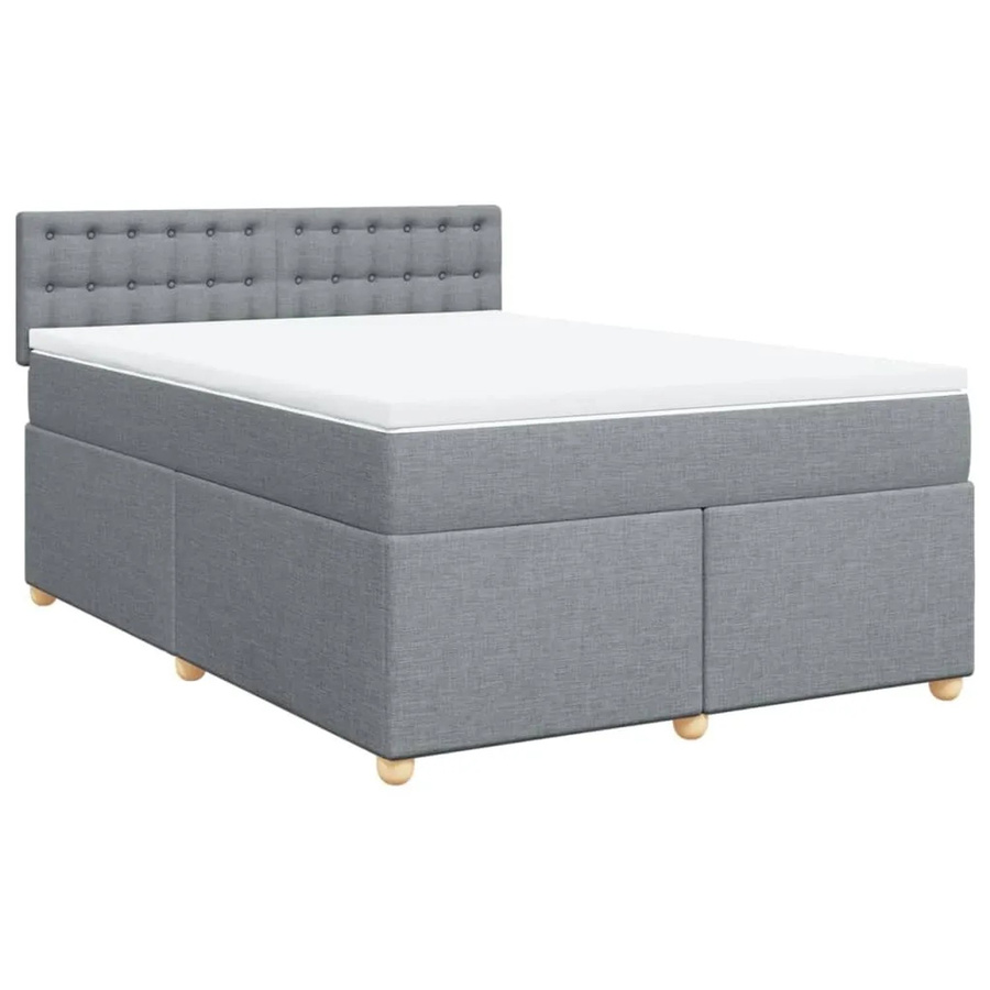 vidaXL Boxspringbett mit Matratze Hybrid-Design in Hellgrau, B/T/H: 140 x 190 x 100,5 cm - Bild 2