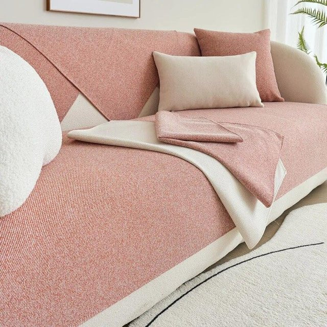 A Family Of Home Textiles Leinen Sofakissenbezug in Pink, quadratisch, B/B: 70 x 70 cm - Bild 1