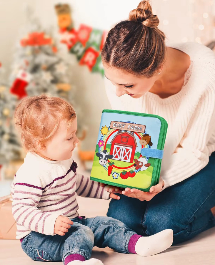 BizyKoady Bauernhof Tier Geschichte Beschäftigt Buch, Montessori Spielzeug, Filz, Bunt / Mehrfarbig - Bild 4