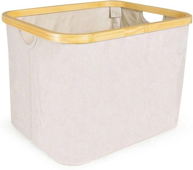 osoltus Wäschebox Nelson aus Bambus in Beige, Durchmesser: 40 cm - Bild 1