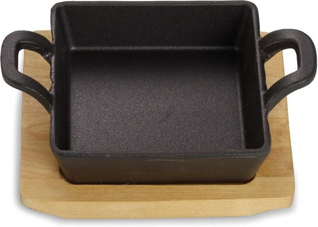 Echtwerk quadratische Servierschale aus Gusseisen in Schwarz, B/T/H: 12,6 x 18,5 x 3,6 cm - Bild 1
