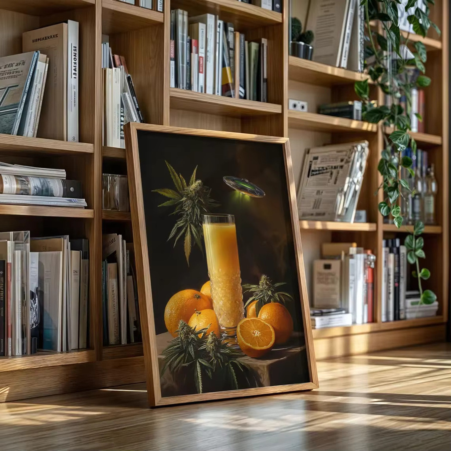 Surrealistischer UFO Stilleben Wandkunst Druck in Mehrfarbig, Rechteckig - Bild 2