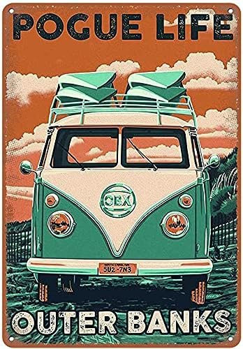Dreacoss Retro Blechschild Outer Banks Pogue Life in Weiss und Mehrfarbig, Rechteckig, B: 20,0 cm, H: 20,0 cm, T: 1,0 cm - Bild 1