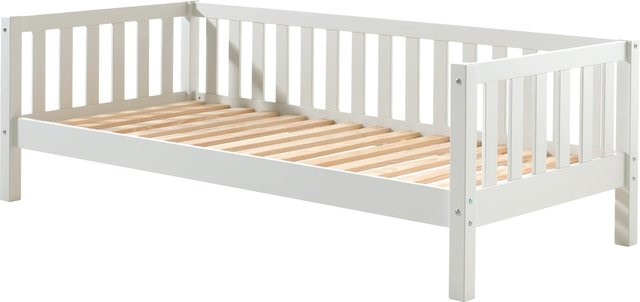 Kojen Bett Fritz von vipack aus massivem Kiefer mit Sprossenumrandung und Rolllattenrost, Weiß lackiert, Liegefläche B: 90 cm, L: 200 cm - Bild 1