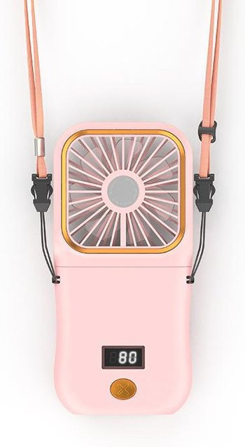 Happypilot Multifunktionsventilator Rosa: Tragbarer Mini-Klappventilator als Nackenventilator und Handventilator mit USB-Ladefunktion und Powerbank-Funktion - Bild 1
