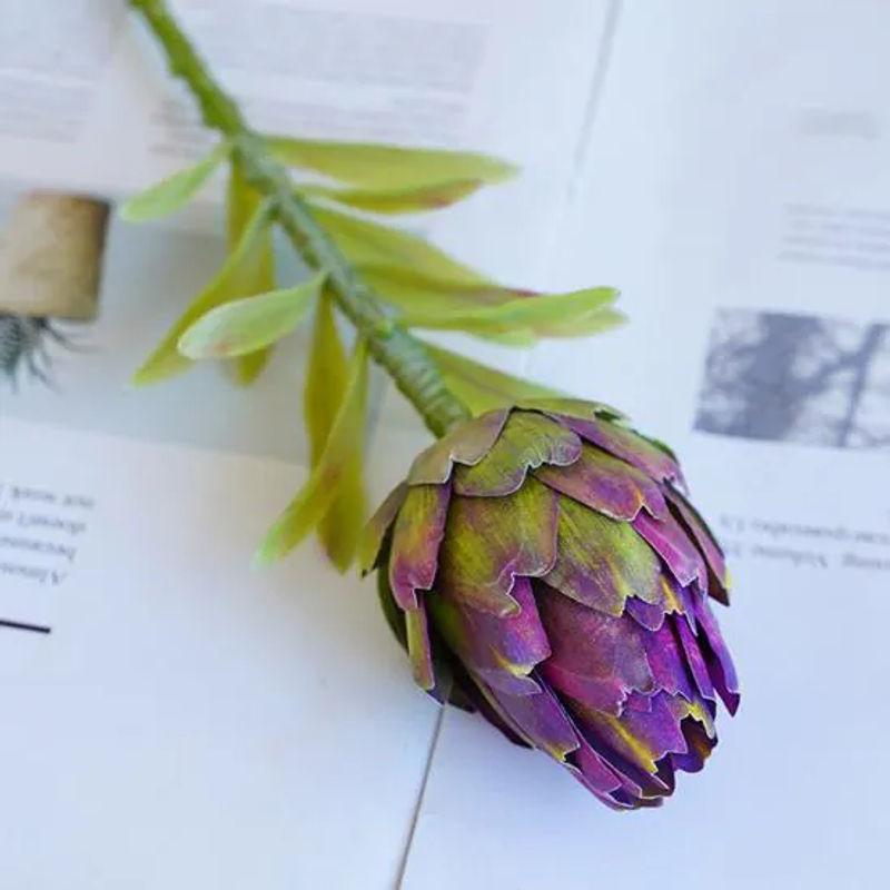 Künstliche Protea Cynaroides in Weiß und Grün als realistisches Blumengesteck für deine Dekoration im Innen- und Außenbereich - Bild 2