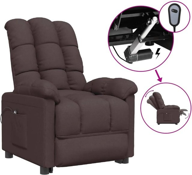 vidaXL Elektrischer Relaxsessel Dunkelbraun aus Stoff mit verstellbarer Kopfstütze und Armlehnen - Bild 1