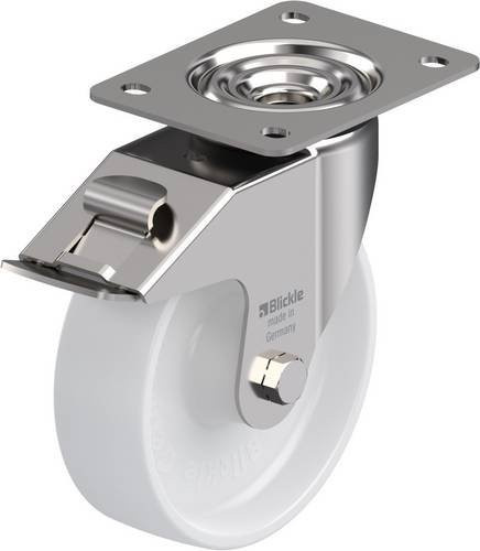 Blickle LEX-PO 160XR-FI Lenkrolle mit Feststeller aus Edelstahl in Weiß, Rad-Durchmesser: 160 mm, Tragfähigkeit: 300 kg - Bild 1