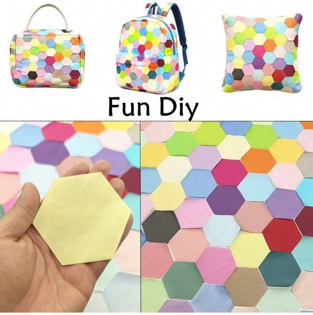 Mehrfarbiger sechseckiger Stoff für Patchwork, Quilten und Bastelarbeiten - Bild 1