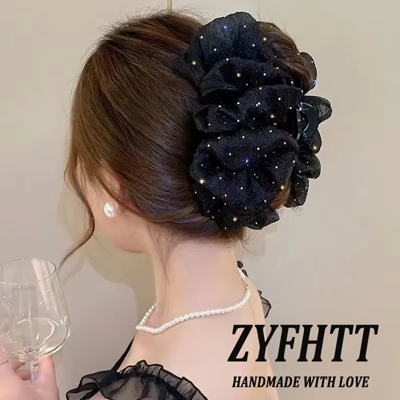 ZYFHTT Haarspangen mit Glitzersteinen und Netzgewebe, Damen - Bild 2