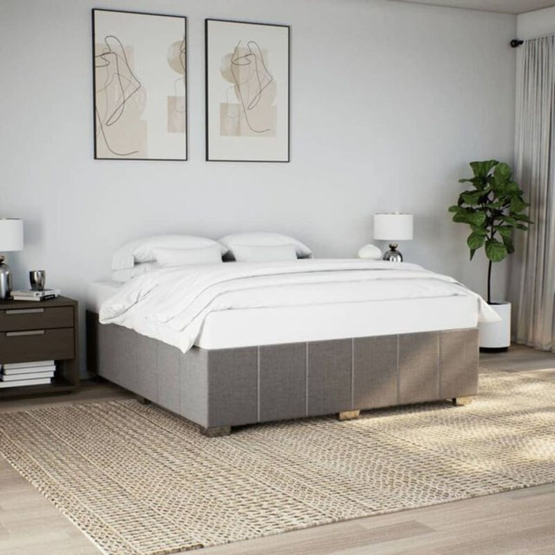 Polsterbett vidaxl in Taupe meliert mit Stoff und Holzwerkstoff, B/T: 200 x 200 cm - Bild 1