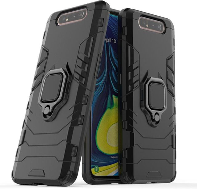 Schutzhülle für Samsung Galaxy A80 mit Ringhalter und Bumper in Schwarz - Bild 1