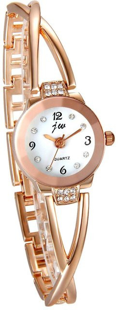 JewelryWe Armbanduhr Edelstahl, Roségold, Quarz, Diamantbesetzt, Damen - Bild 1