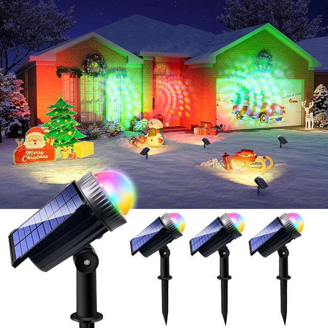 UMEXUS RGB LED Solarstrahler für den Außenbereich, IP65 wasserdichte Solar-Landschaftsbeleuchtung in Schwarz für Garten und Hof - Bild 1