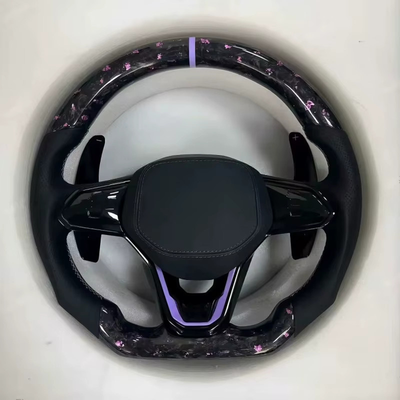 LED Lenkrad in Carbon-Optik und Leder für Volkswagen VW Golf GTI Passat Tiguan in Schwarz - Bild 1