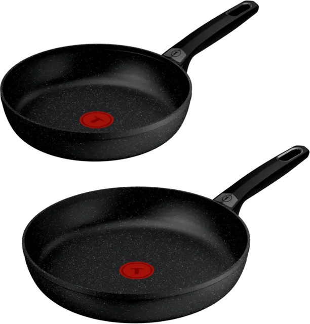 Tefal Excell'Cook Bratpfannenset aus Aluminium in Rot/Schwarz mit Non-Stick-Beschichtung, Durchmesser: 24 cm und 28 cm - Bild 1