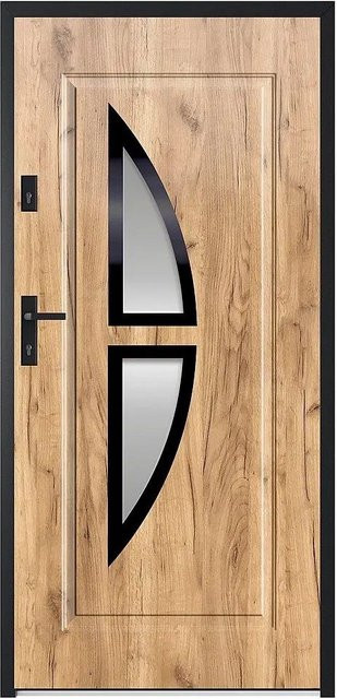 COVAS Haustür Modern mit Glaseinsatz aus Stahl in Beige und Braun, B: 95 cm, H: 207 cm - Bild 1