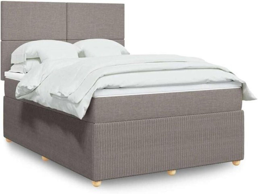 VIDAXL Boxspringbett mit Matratze in Taupe meliert, Stoff und Holz, B/T/H: 160 x 200 x 140,5 cm - Bild 1