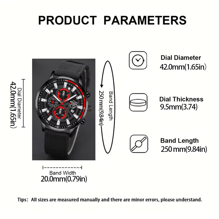 DEYROS Armbanduhr Digitaluhr, Quarz, Edelstahl, Textil/NATO, Schwarz, Herren - Bild 2