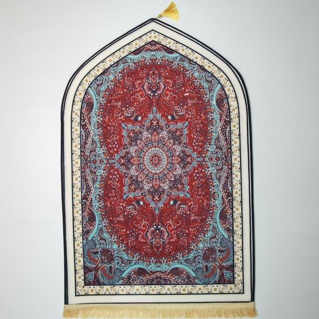 Gebetsmatte FREIHAUS in Rot mit orientalischem Design, rutschfest und tragbar, B/H: 110 x 65 cm - Bild 1