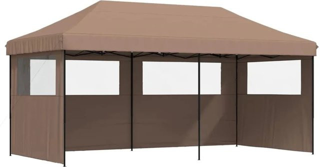 vidaXL Partyzelt Pop-Up Faltbar mit 3 Seitenteilen und transparenten Fenstern Braun B: 400 x 400 cm, H: 210 cm (basierend auf den verfügbaren Daten) - Bild 1