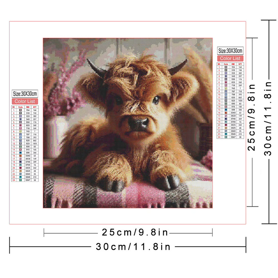 Azqsd Diamantmalerei Tier-Motiv mit Tiger, Panda, Katze und Schildkröte, Rund, Mehrfarbig, Durchmesser: 30 cm - Bild 1