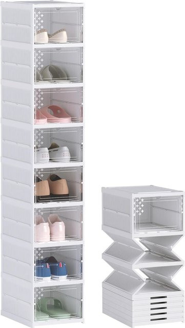 HOMCOM Schuhschrank aus Kunststoff mit Glastüren und Belüftung, Weiß und Transparent, H x B x T: 140 x 26 x 35 cm - Bild 1