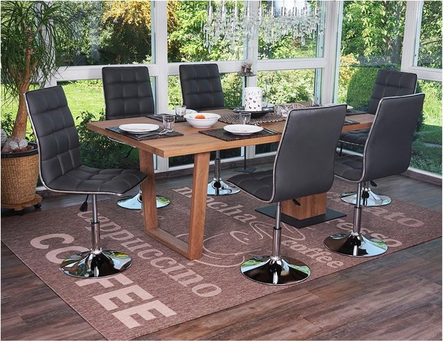 6er-Set Esszimmerstühle MCW-C41 aus Kunstleder, höhenverstellbar und drehbar, Grau - Bild 1