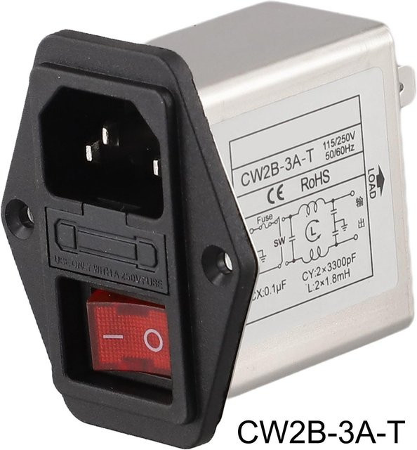 Onourown Netzfilter CW2B-3A-T mit 6A IEC-Buchsen in Schwarz für Kommunikationsgeräte - Bild 1