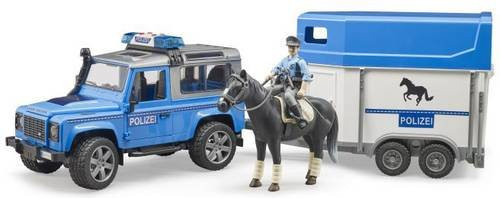 Bruder Land Rover Defender Polizeifahrzeug und Pferdeanhänger Modellfahrzeug
