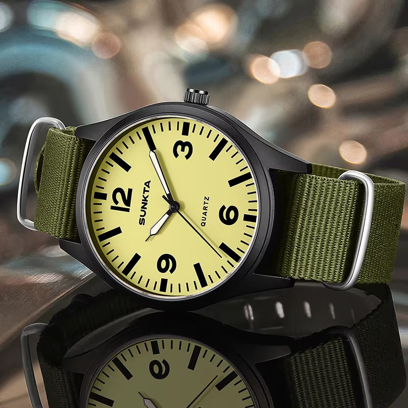 SUNKTA Armbanduhr, Quarz, Nylon, Herren, Leuchtzeiger - Bild 2