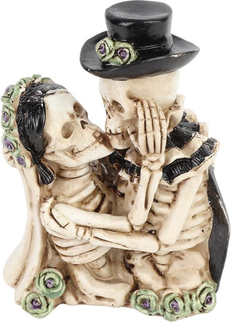 DIYelecs Cartoon Skelett Statue aus Keramik in Beige für Halloween und Party-Deko - Bild 1