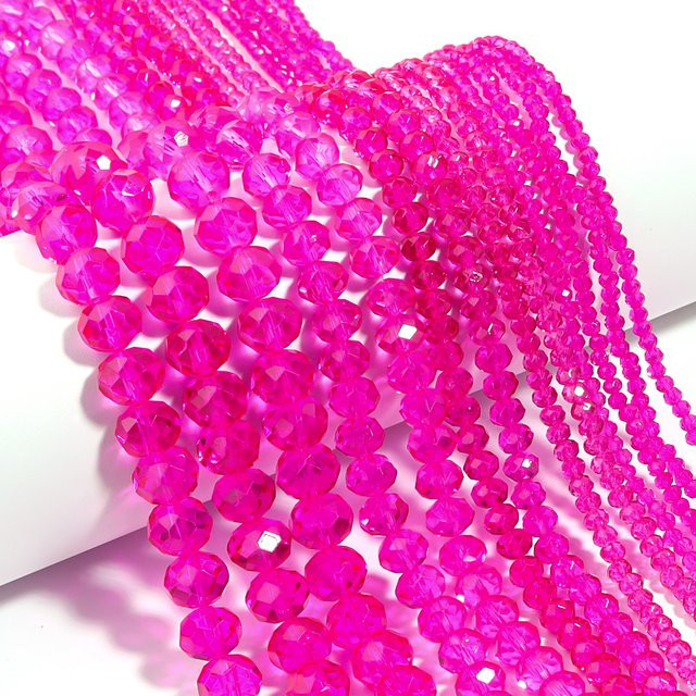 lingsai Glasperlen, Hotpink-Kristallperlen, Rondelle, 3 4 6 8 10 mm - Bild 1