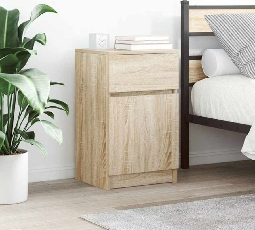 Moderner Nachttisch Vidaxl aus Holzwerkstoff in Sonoma-Eiche Natur Braun, B/T/H: 39 x 35 x 65 cm - Bild 1