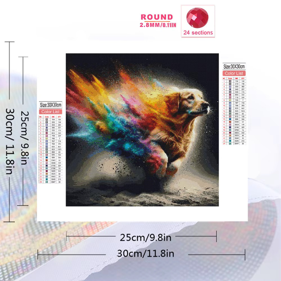 Momoart Diamant-Malerei Hund Tier DIY Diamant-Mosaik mit runden Steinen in Multicolour, B/B/H: 20 x 20 x 20 cm - Bild 2