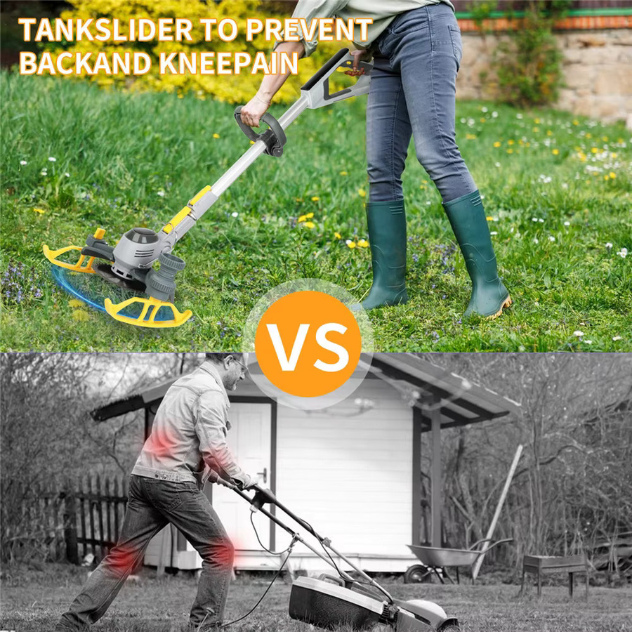 HGTUGO Elektrischer Akku-Rasentrimmer in Grau mit Lithium-Ionen-Akku - Bild 2
