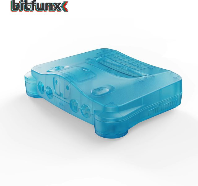 Bitfunx Ice Blue N64 Ersatzschale transparente Hülle als Schutzgehäuse für Nintendo 64 Konsolen in Blau - Bild 1