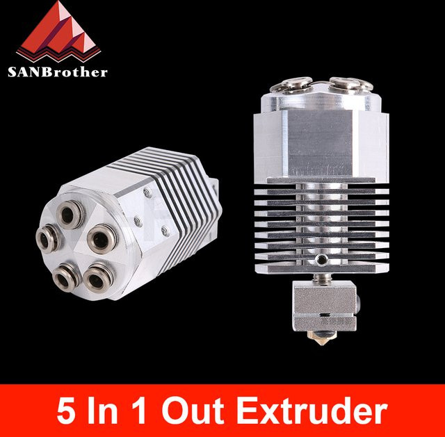 Cyclops und Chimera 5 in 1 Extruder mit Titan und Bulldog Hotend für 3D-Drucker in Silber - Bild 1