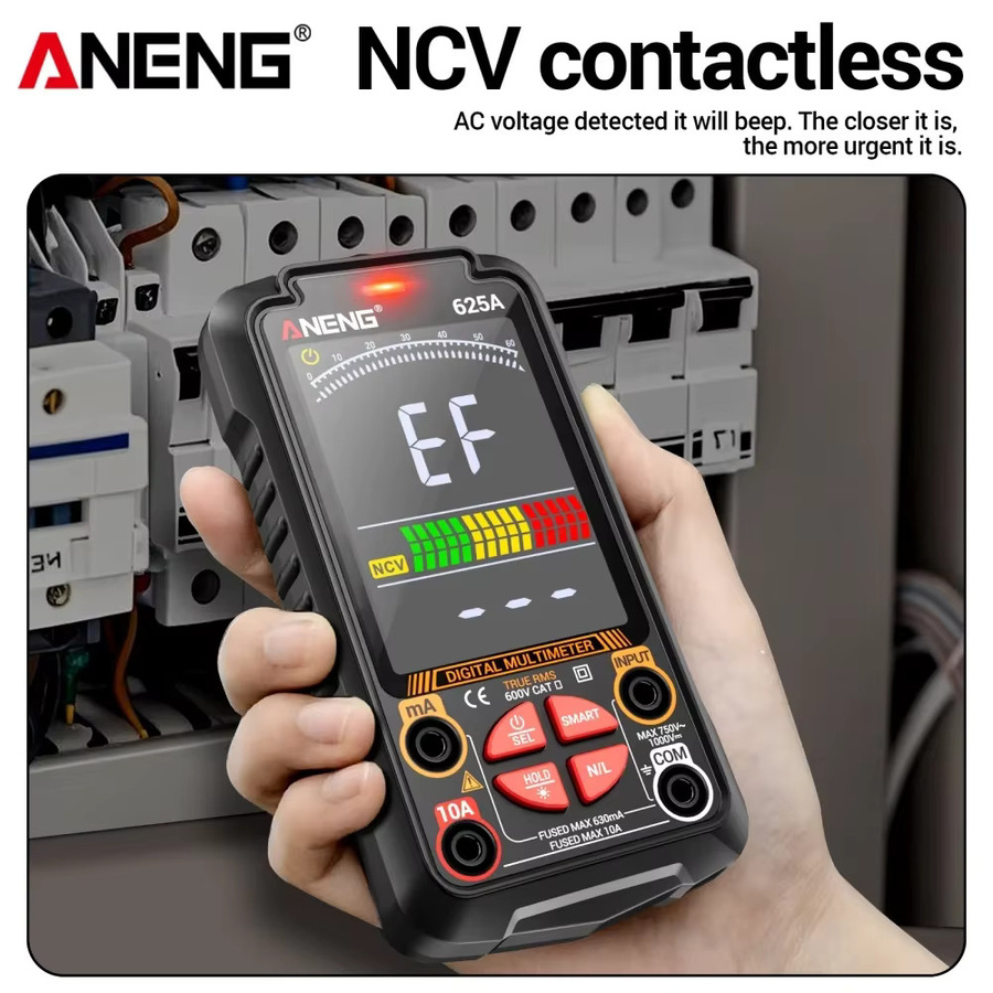 ANENG 625A Digitales Multimeter Schwarz: Wiederaufladbarer Smart Tester für DC Spannung, AC Strom, Amperemeter, NCV Voltmeter und Kondensatortest - Bild 3