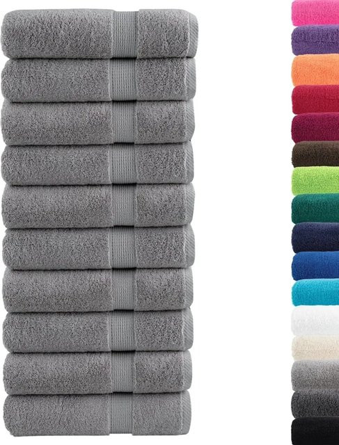 vidaXL Premium-Duschtücher SOLUND, 10er Set, Grau, Baumwolle, 70 x 140 cm, 600 g/m² - Bild 1