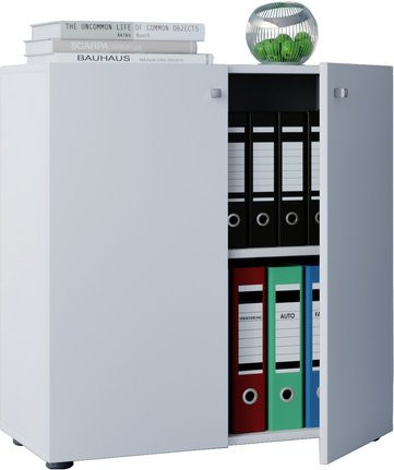 VCM Aktenschrank Vandol Mini in Weiß mit höhenverstellbaren Regalböden und Flügeltüren, B/T/H: 39 x 70 x 74 cm - Bild 1