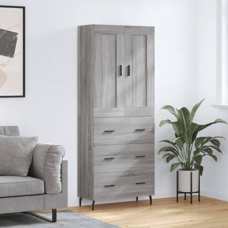 Vidaxl Highboard Modern in Grau aus Holzwerkstoff und Metall, B/T/H: 69,5 x 34 x 180 cm - Bild 1