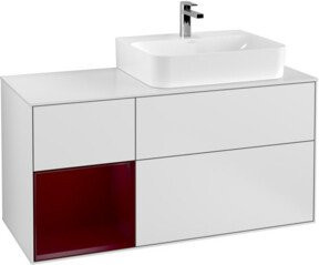 Villeroy & Boch Finion Waschtischunterschrank mit Abdeckplatte und Regal links in White matt lacquer, Breite: 120 cm - Bild 1