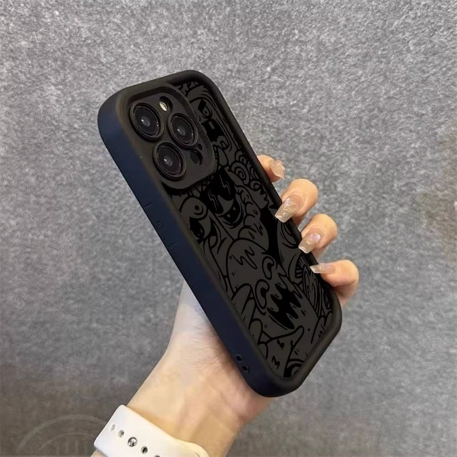 Stoßfeste Graffiti-Handyhülle für Apple iPhone 11 bis 17 Pro Max Plus in Schwarz - Bild 2