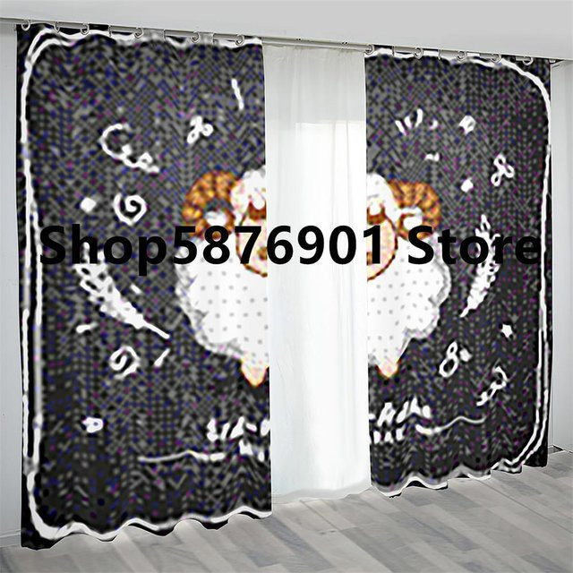 Yiran Furniture Eid Mubarak Ramadan Vorhang Set aus Polyester in Lichtgrau, 2 Stück mit Ösen, Höhe: 130 cm, Breite: 100 cm - Bild 1