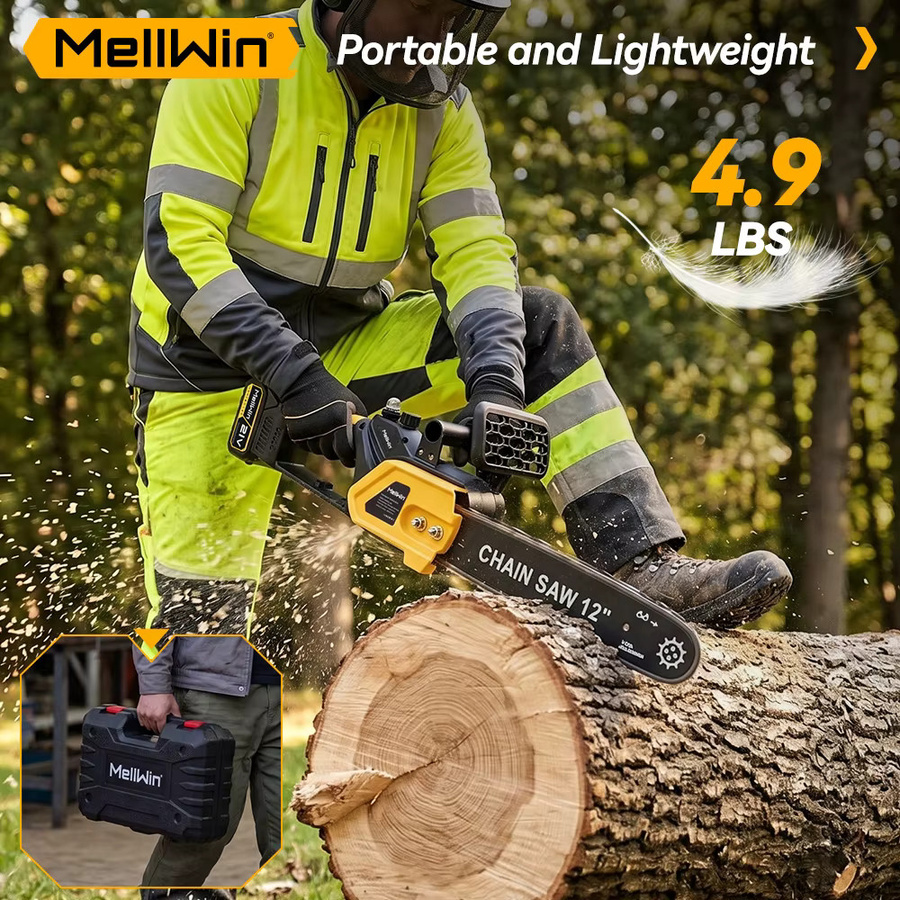 MELLWIN 12 Zoll Bürstenlose Elektrische Säge Kabellos für Makita 18V LXT Akku inklusive Werkzeugkasten und Schutzausrüstung - Bild 5