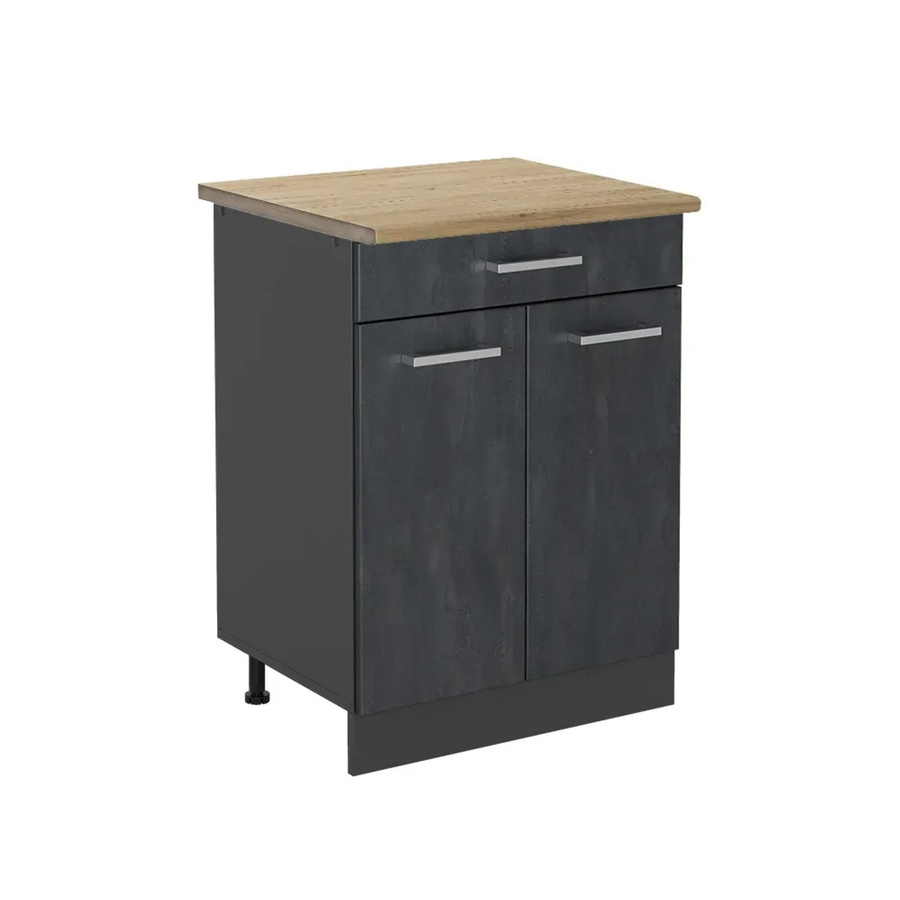 Vicco Küchenunterschrank R-Line in Schwarz Beton/Anthrazit und Eiche - Bild 2