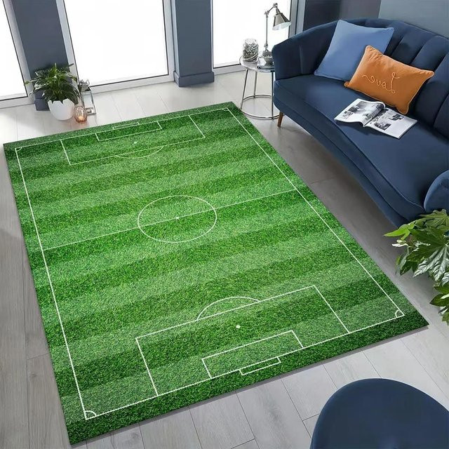 Nicht rutschfeste Fußmatte mit Fußballfeld-Muster von Lodestar in Grün, B/T: 80 x 50 cm - Bild 1